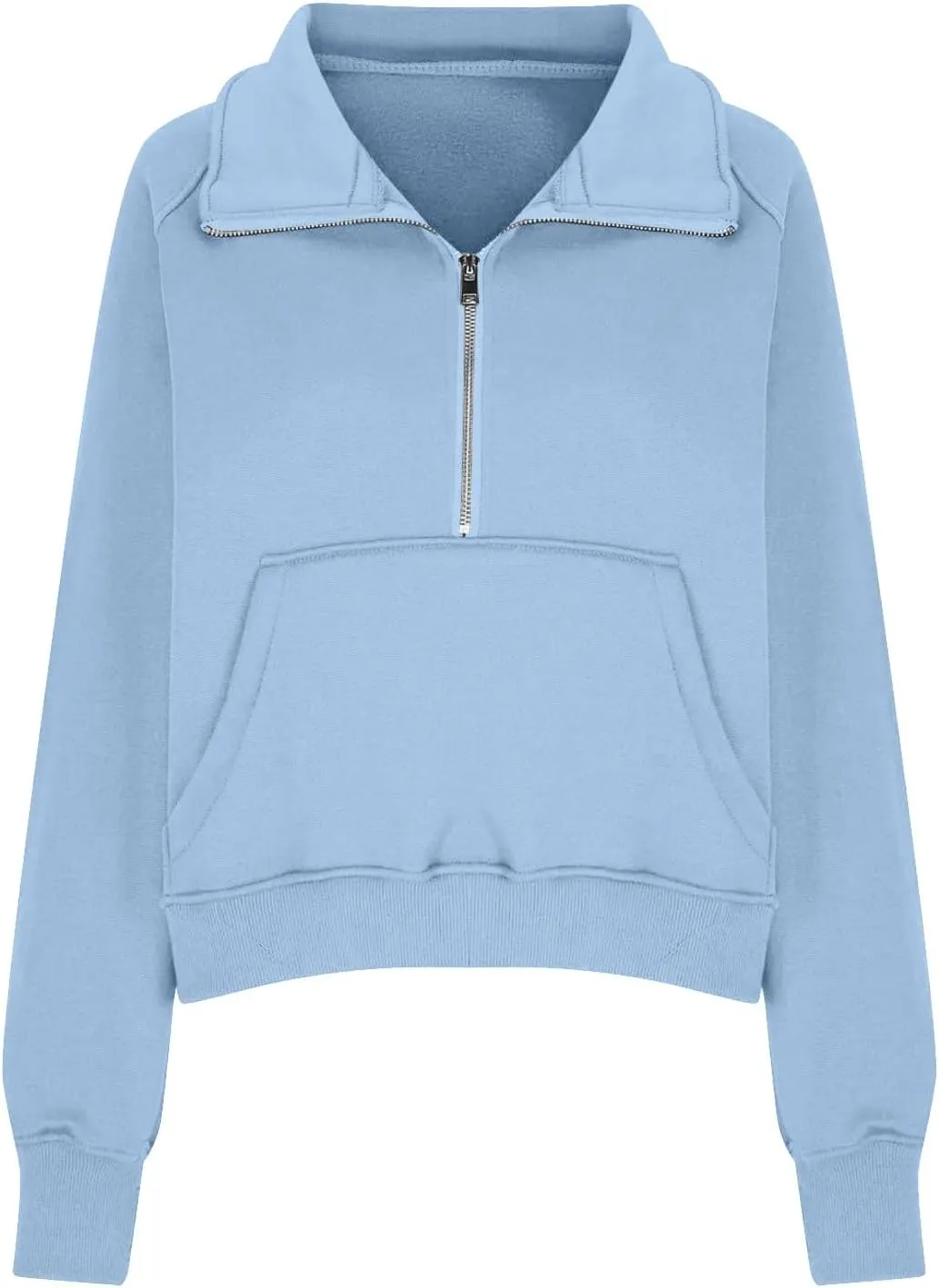 Quarter Zip Pullover Womens Cropped Sweatshirts Half Zip Pullover Women High Neck Oversized Sweatshirt With Pocket