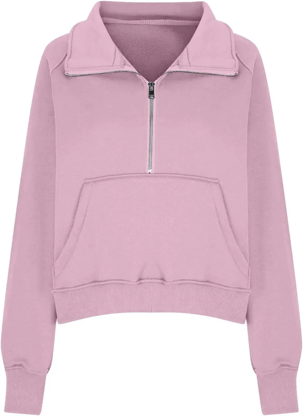 Quarter Zip Pullover Womens Cropped Sweatshirts Half Zip Pullover Women High Neck Oversized Sweatshirt With Pocket