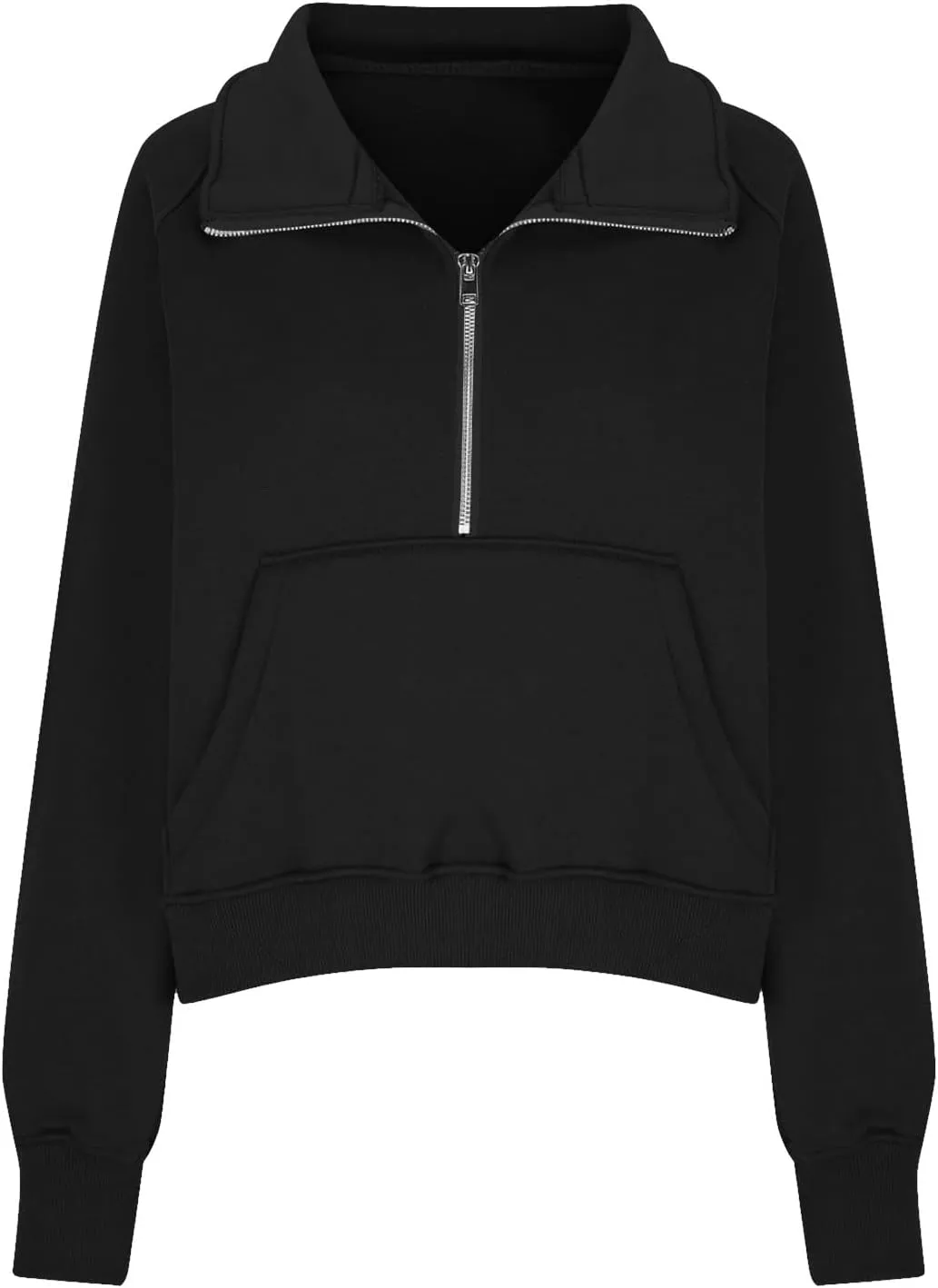 Quarter Zip Pullover Womens Cropped Sweatshirts Half Zip Pullover Women High Neck Oversized Sweatshirt With Pocket