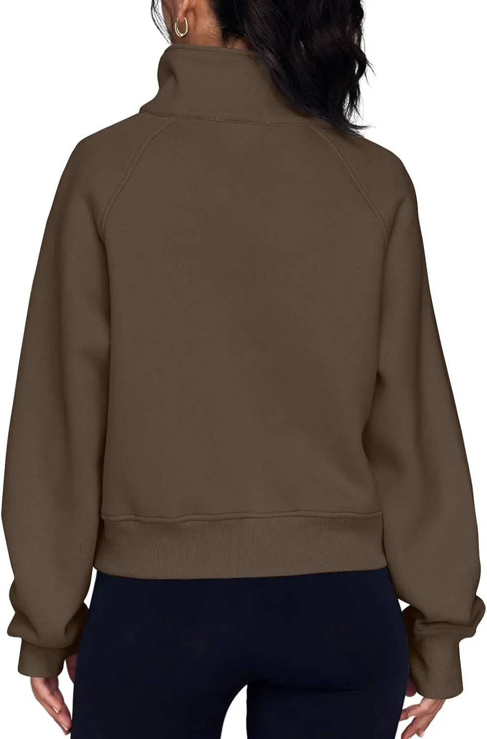 Quarter Zip Pullover Womens Cropped Sweatshirts Half Zip Pullover Women High Neck Oversized Sweatshirt With Pocket