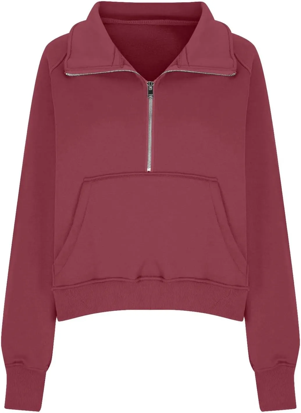 Quarter Zip Pullover Womens Cropped Sweatshirts Half Zip Pullover Women High Neck Oversized Sweatshirt With Pocket