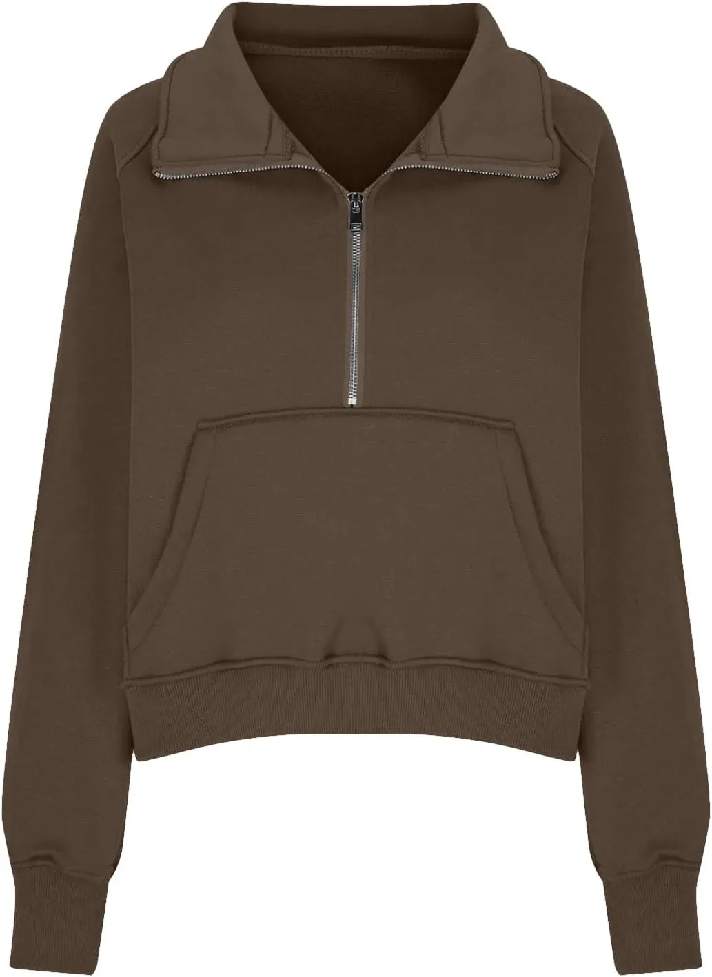 Quarter Zip Pullover Womens Cropped Sweatshirts Half Zip Pullover Women High Neck Oversized Sweatshirt With Pocket