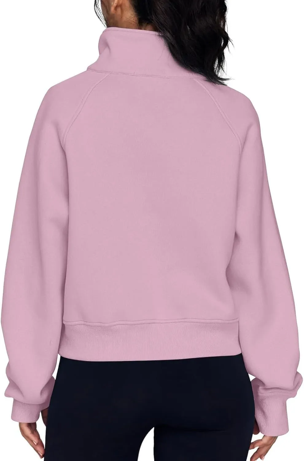Quarter Zip Pullover Womens Cropped Sweatshirts Half Zip Pullover Women High Neck Oversized Sweatshirt With Pocket