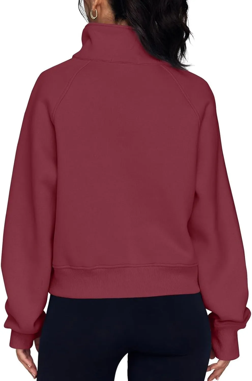Quarter Zip Pullover Womens Cropped Sweatshirts Half Zip Pullover Women High Neck Oversized Sweatshirt With Pocket