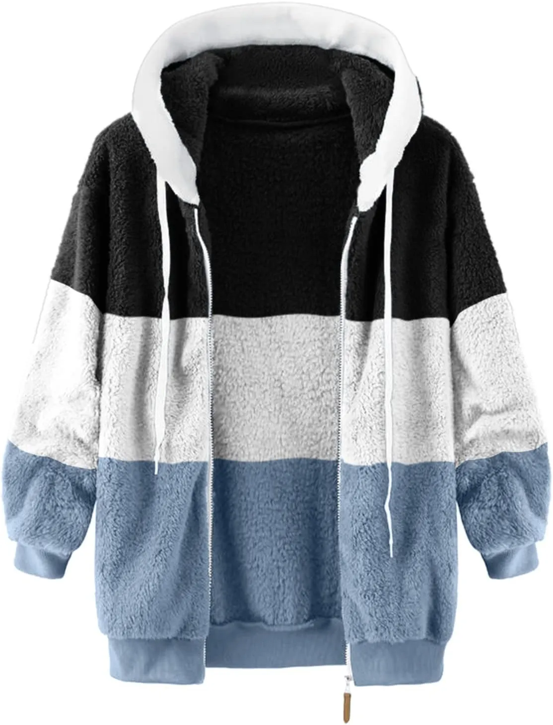 QWENTMTNTY Womens Fuzzy Teddy Coat House Thermal Coats Lightweight Sherpa Lined Sweater Coats Winter Coats with Fur Hood