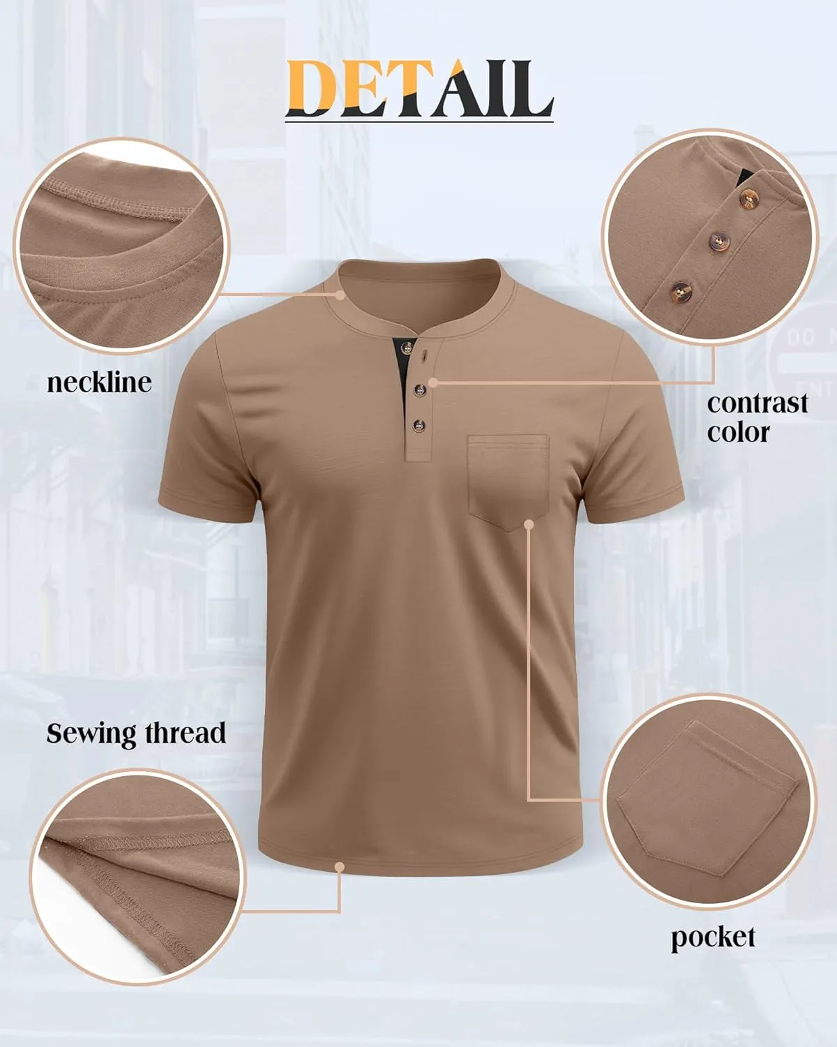 Riyiper 3 Pack Men's Henley T-Shirts Short Sleeve Pocket Cotton Classic Tops Casual Basic Tees with Button Summer Trendy