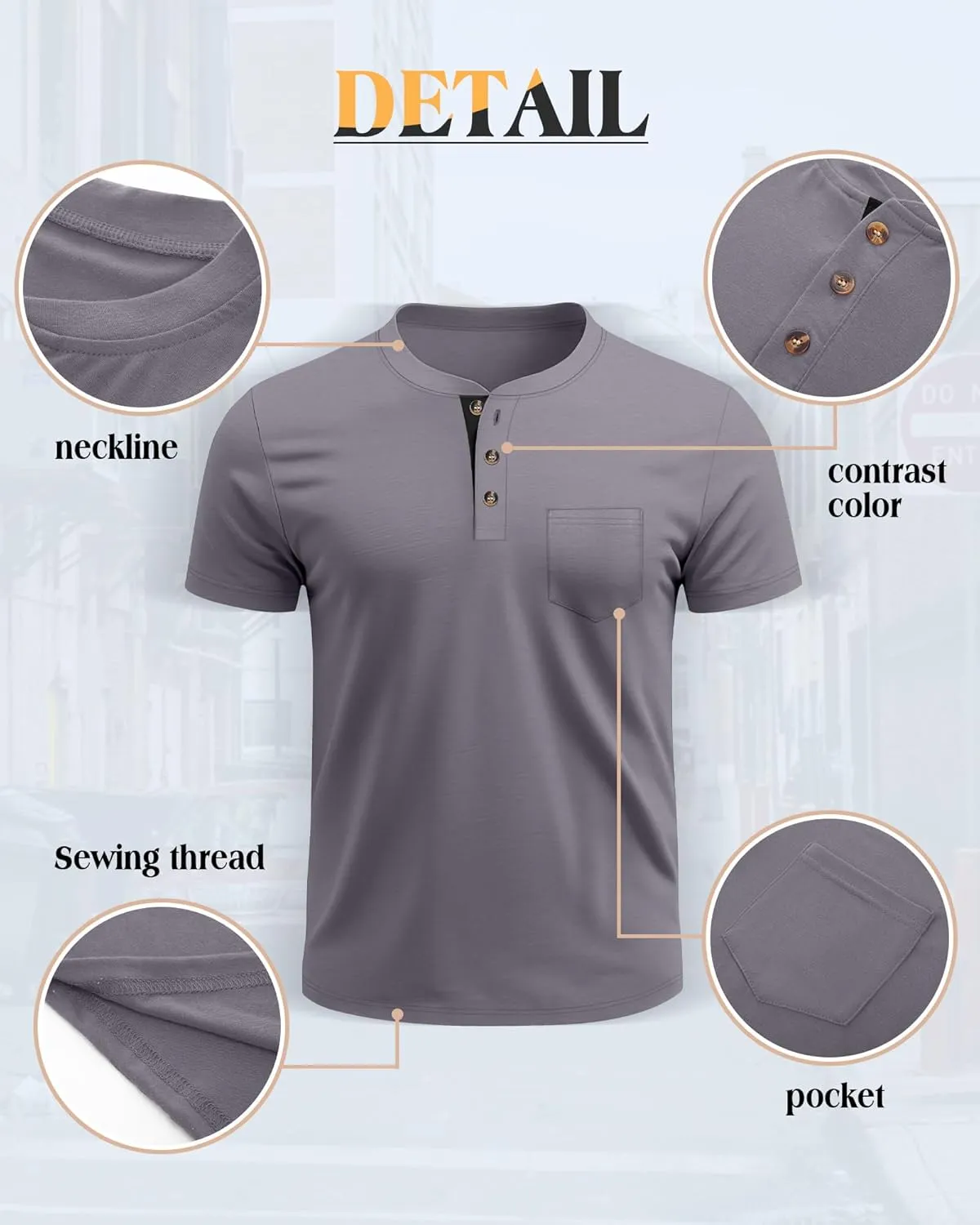 Riyiper 3 Pack Men's Henley T-Shirts Short Sleeve Pocket Cotton Classic Tops Casual Basic Tees with Button Summer Trendy