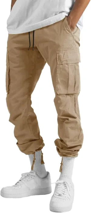 sdbrld Cargo Pants For Men Mens Relaxed Fit Pants Beach Streetwear Baggy Trousers Casual Cargo Pants with Zipper Pockets
