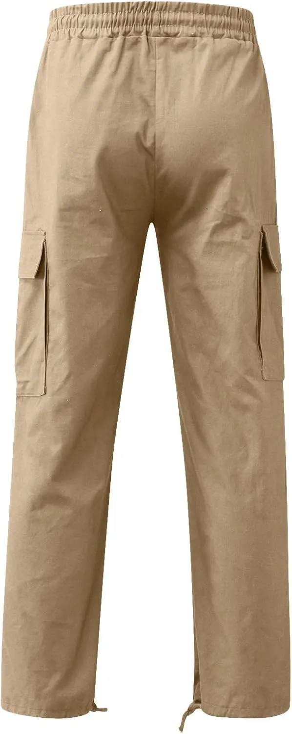 sdbrld Cargo Pants For Men Mens Relaxed Fit Pants Beach Streetwear Baggy Trousers Casual Cargo Pants with Zipper Pockets