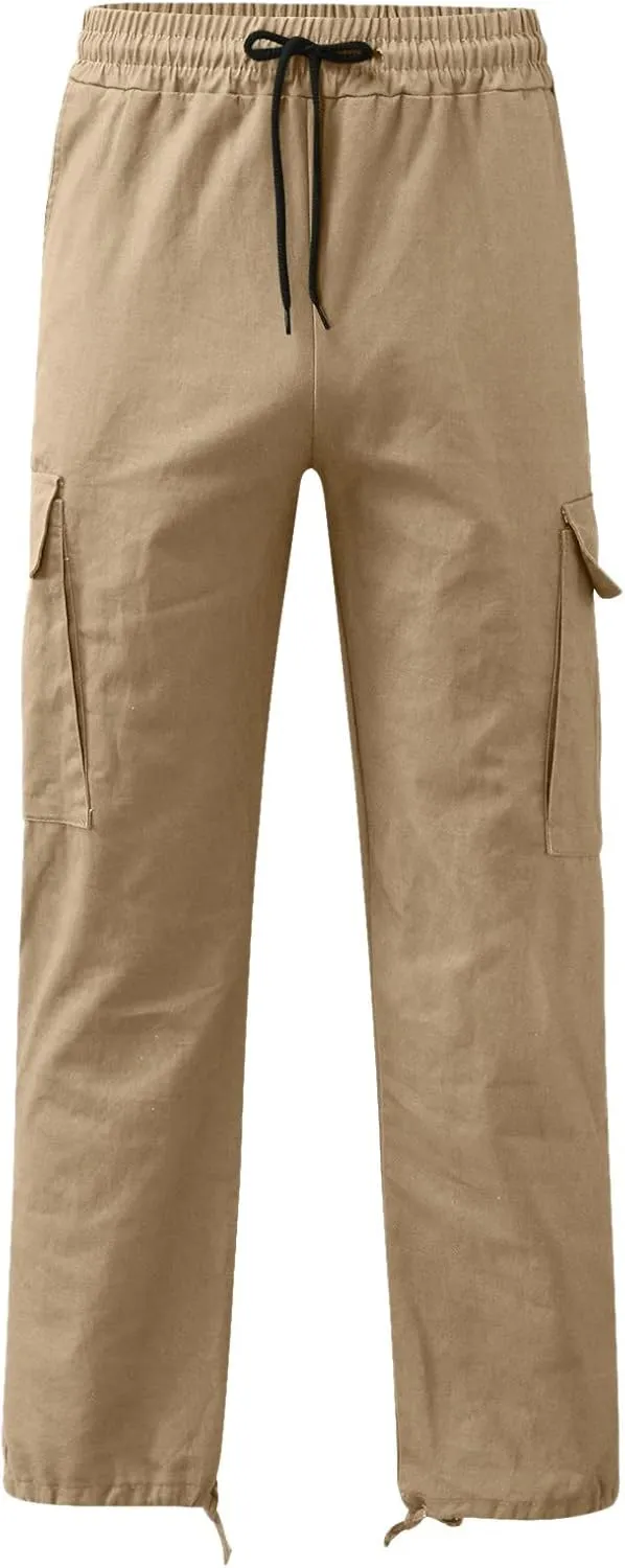 sdbrld Cargo Pants For Men Mens Relaxed Fit Pants Beach Streetwear Baggy Trousers Casual Cargo Pants with Zipper Pockets