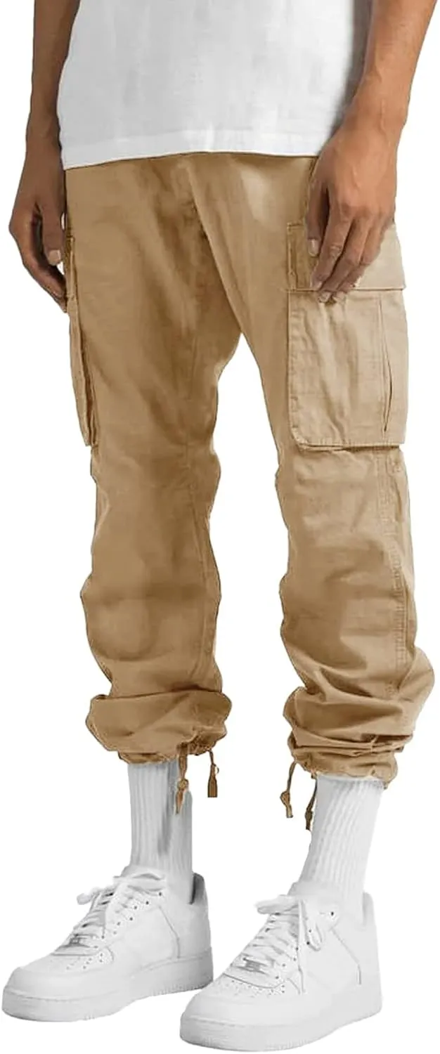 sdbrld Cargo Pants For Men Mens Relaxed Fit Pants Beach Streetwear Baggy Trousers Casual Cargo Pants with Zipper Pockets