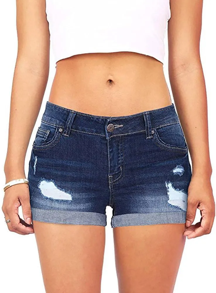 Sexy Denim Shorts for Women Cut Off Low Waist Booty Ripped Raw Hem Distressed Jean Shorts