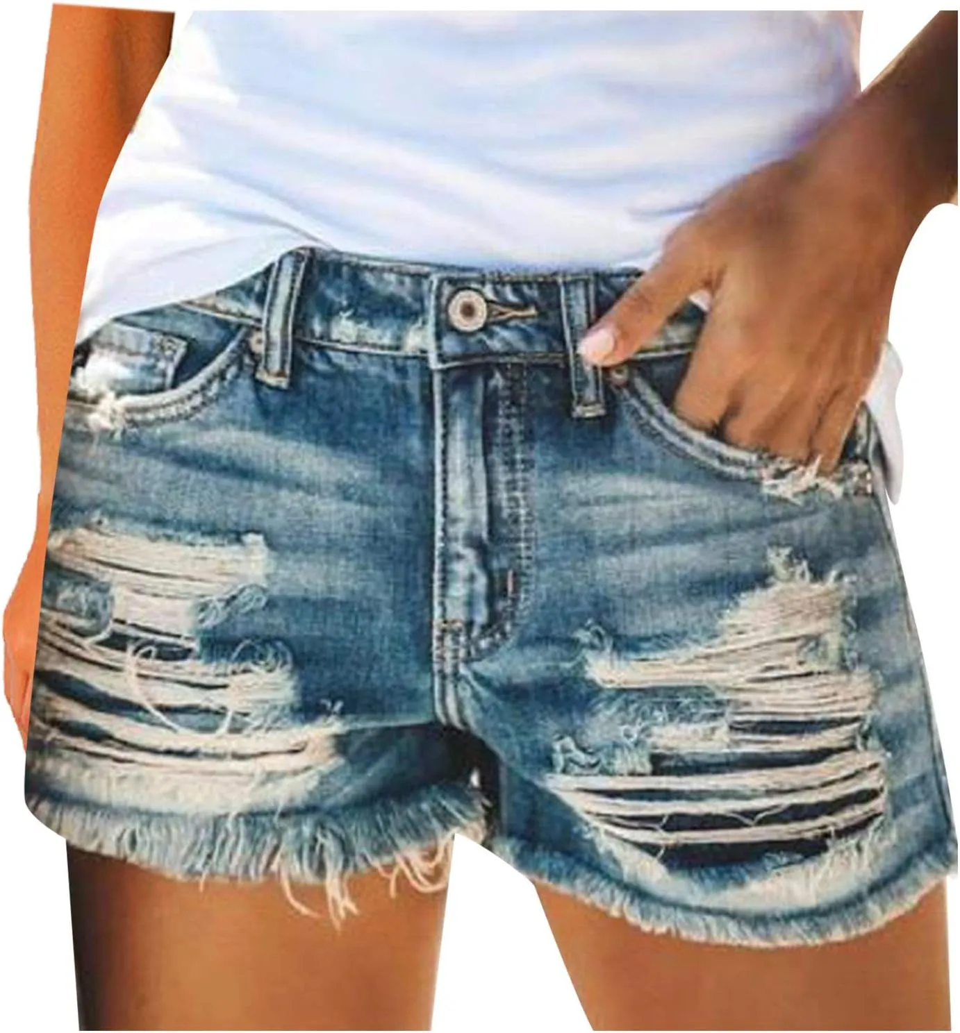Sexy Denim Shorts for Women Cut Off Low Waist Booty Ripped Raw Hem Distressed Jean Shorts