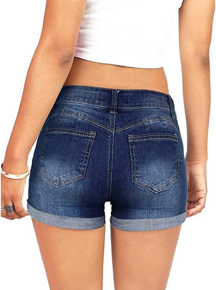 Sexy Denim Shorts for Women Cut Off Low Waist Booty Ripped Raw Hem Distressed Jean Shorts