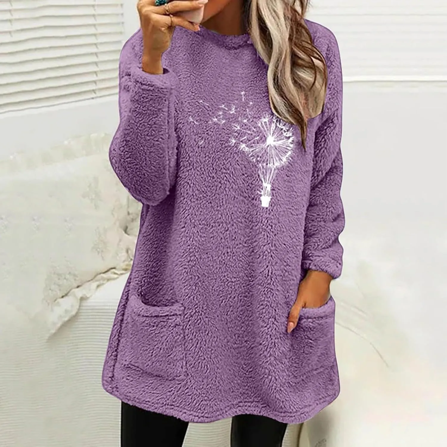 SHAOBGE Hoodies for Women Fleece Linend Warm Sweatshirt Hoodies Long Sleeve Tunic Pullover with Pockets Warm Winter Hoodies