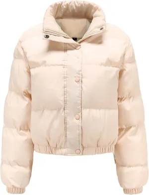 SHAOBGE Thickened Down Coat Women's Short Padded Jacket Long Sleeve High Neck Warm Coat Loose Casual Thickened Down