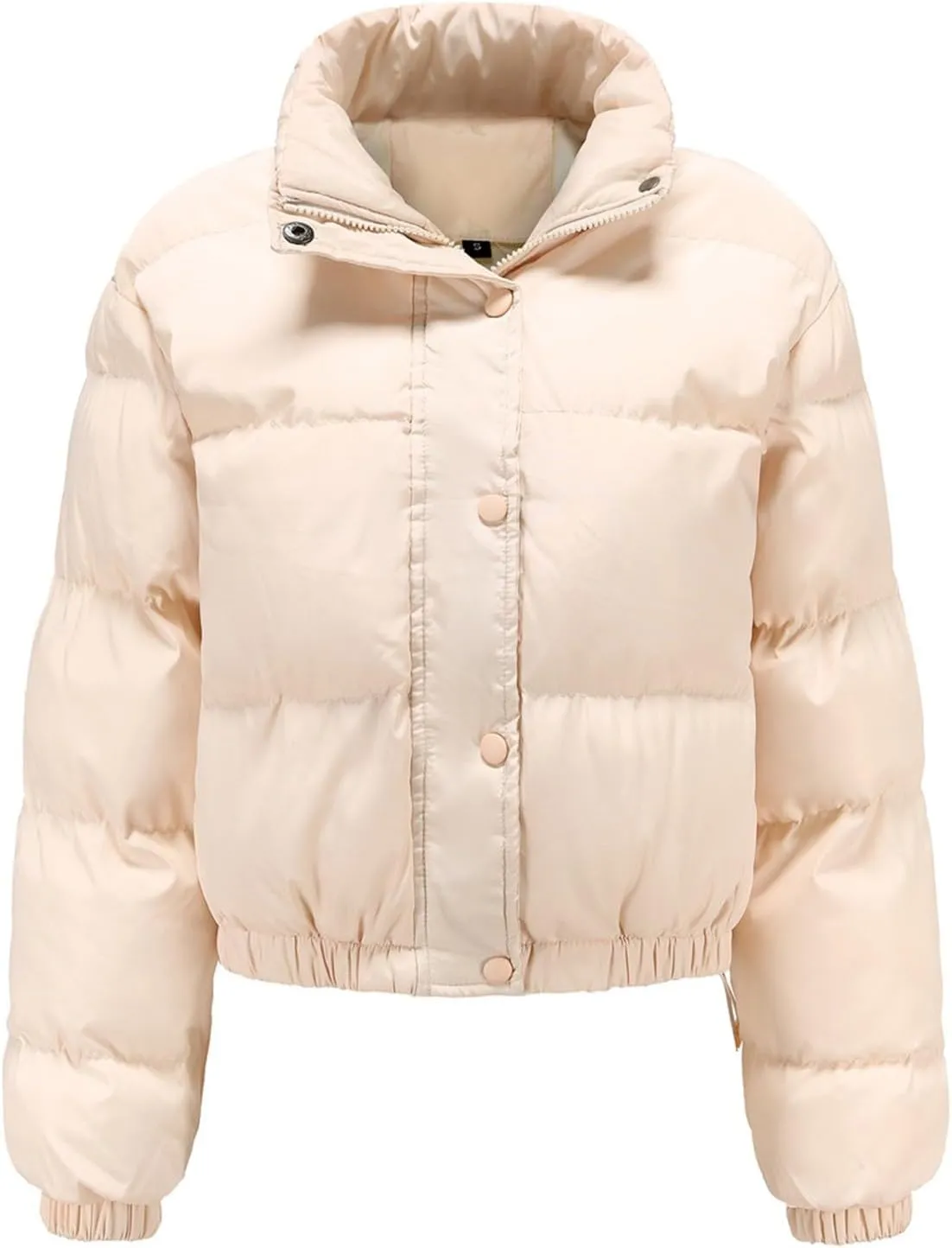 SHAOBGE Thickened Down Coat Women's Short Padded Jacket Long Sleeve High Neck Warm Coat Loose Casual Thickened Down