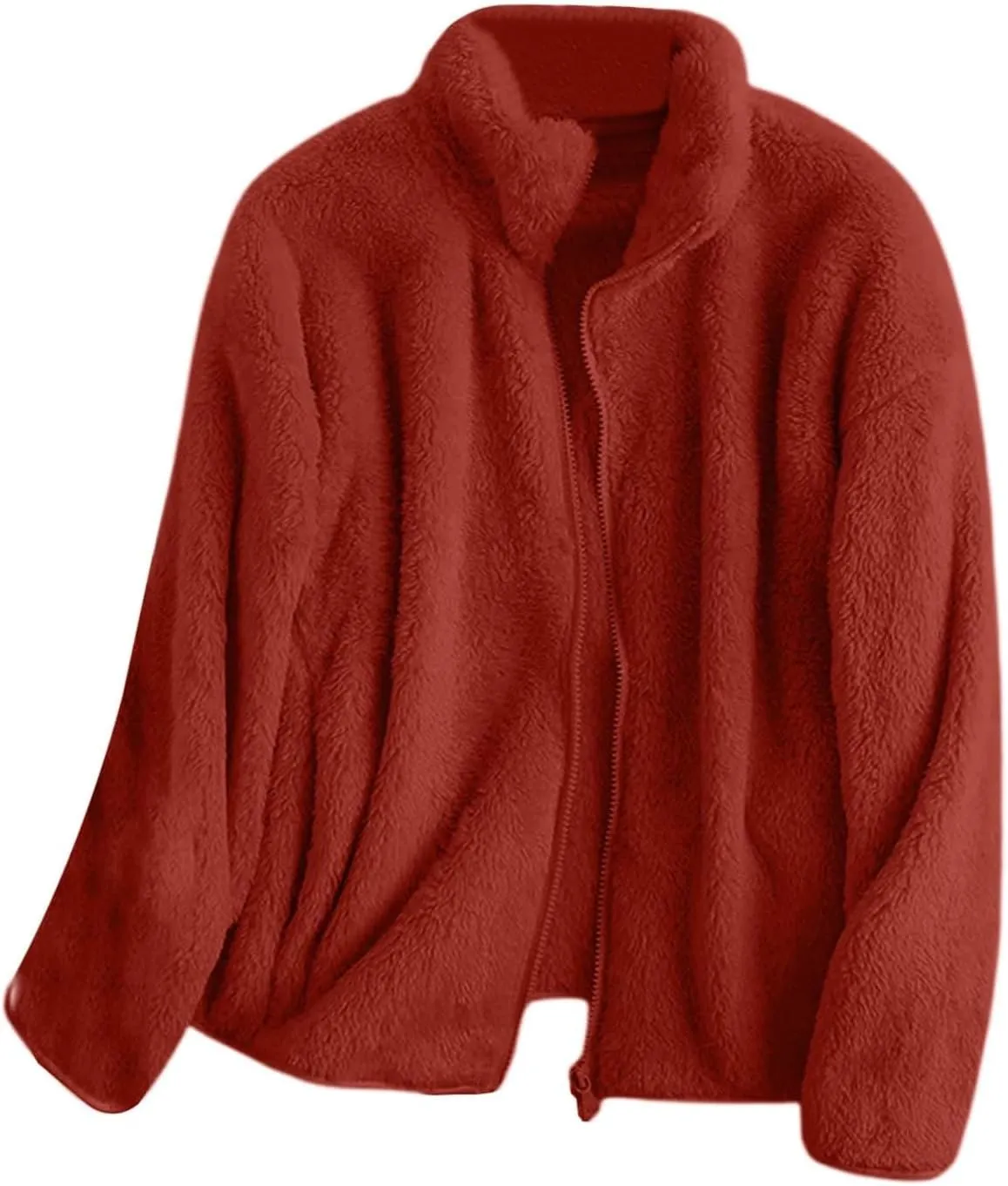 Sherpa Cardigan Sweaters for Women Fuzzy Fleece Full Zip Warm Lightweight Jackets Long Sleeve Plus Size Winter Coat