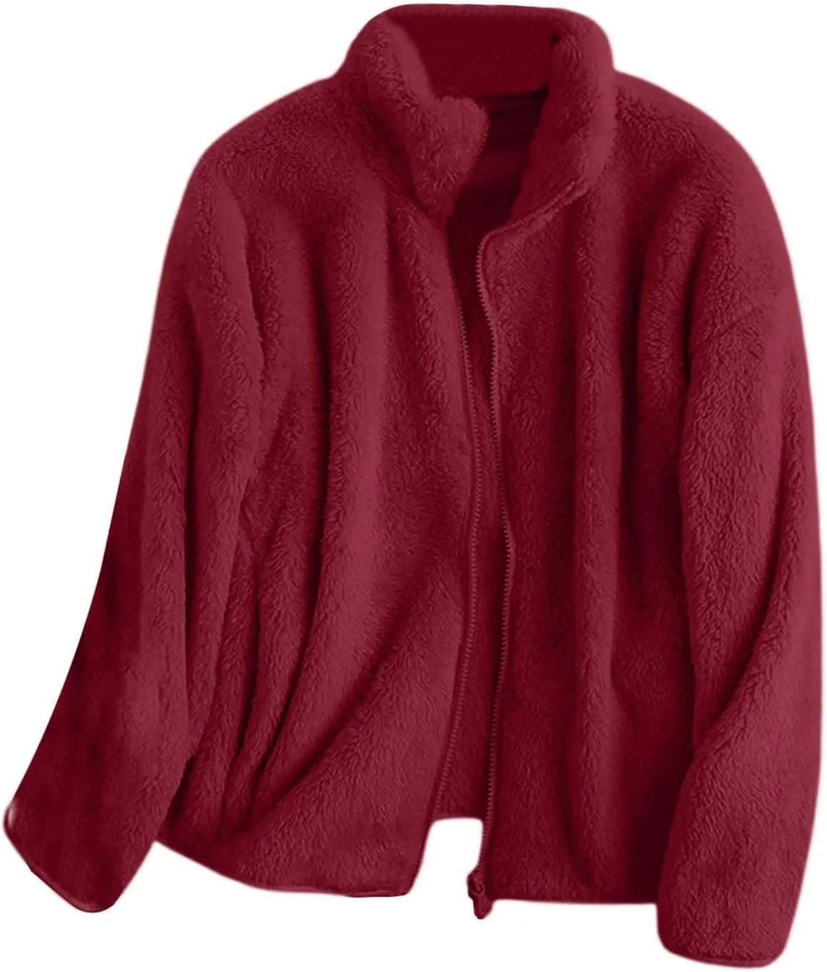 Sherpa Cardigan Sweaters for Women Fuzzy Fleece Full Zip Warm Lightweight Jackets Long Sleeve Plus Size Winter Coat