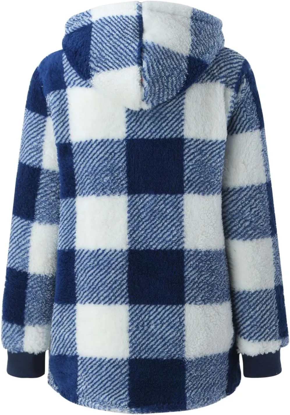 Sherpa Plaid Jackets for Women Fuzzy Fleece Oversized Open Front Hooded Cardigan Full Zip Plush Warm Winter Coats