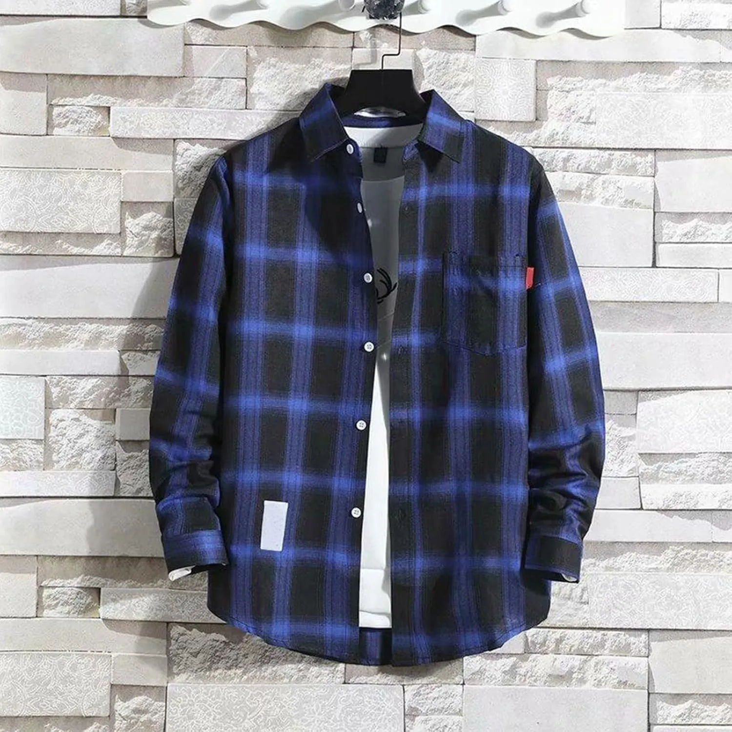 Shirts for Men ButtonDown Long Sleeve Shirts with Pockets Plaid Fashion Western Shirts Spring Clothes
