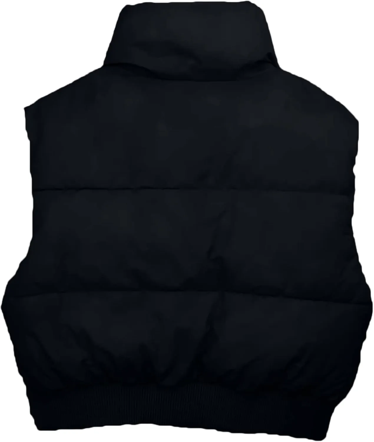 Shiyifa Women's Fashion High Neck Zipper Cropped Puffer Vest Jacket Coat