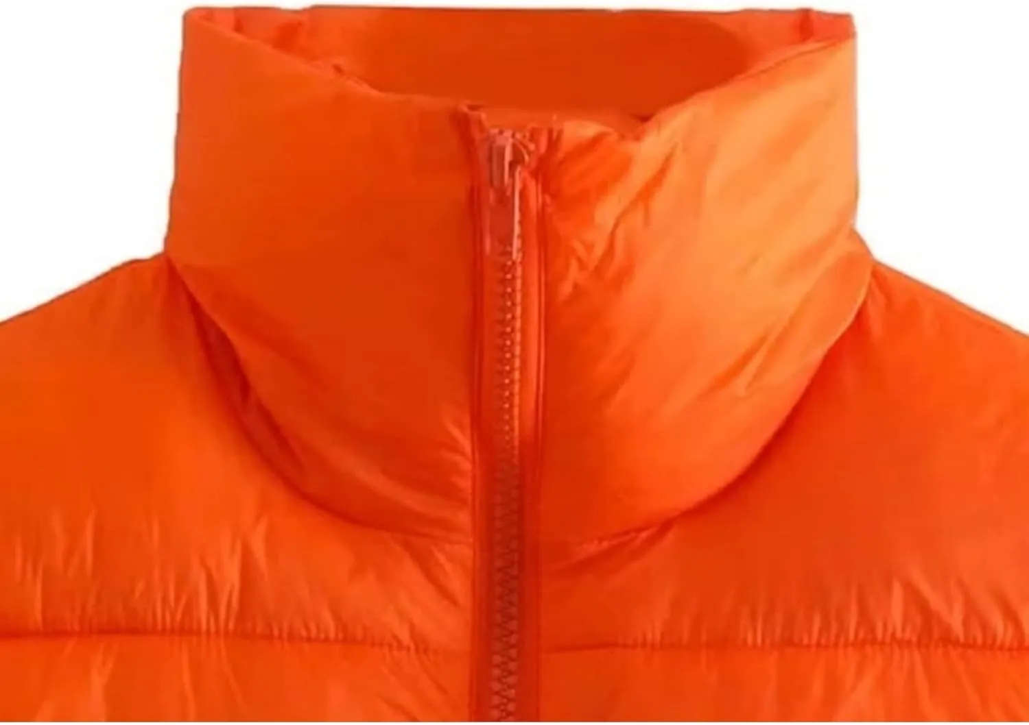 Shiyifa Women's Fashion High Neck Zipper Cropped Puffer Vest Jacket Coat
