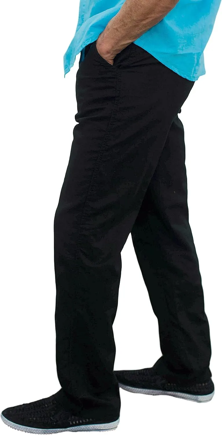 short fin Men's Drawstring Linen Pants W/Elastic Waist