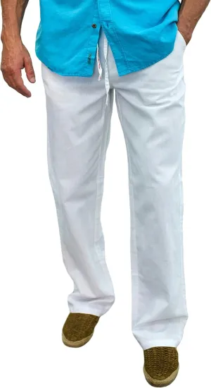 short fin Men's Drawstring Linen Pants W/Elastic Waist