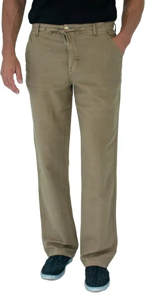short fin Men's Drawstring Linen Pants W/Elastic Waist