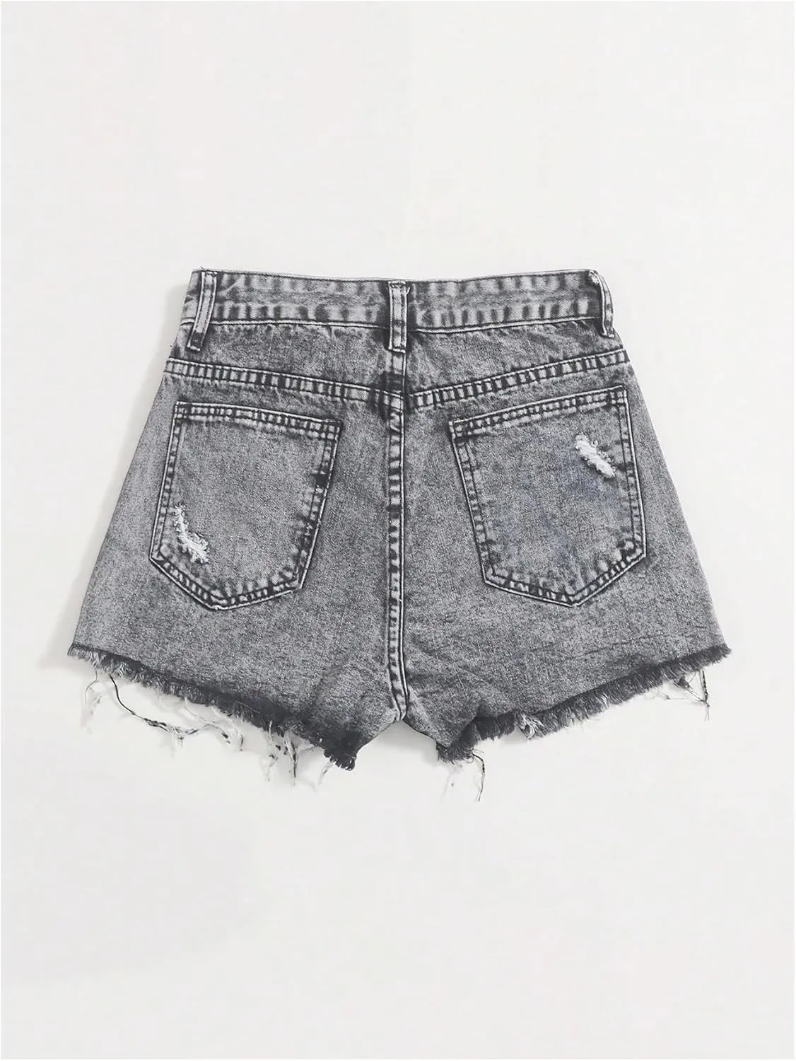 SOLY HUX Women's Ripped Raw Hem Jean Shorts Vintage High Waisted Denim Shorts Streetwear