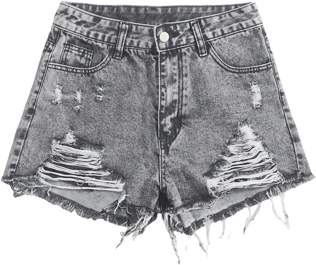 SOLY HUX Women's Ripped Raw Hem Jean Shorts Vintage High Waisted Denim Shorts Streetwear