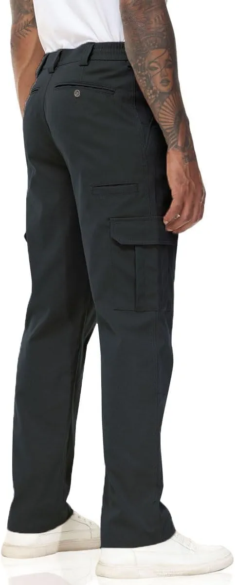 Soojun Men's Elastic Waist Relaxed Fit Stretch Cargo Pant
