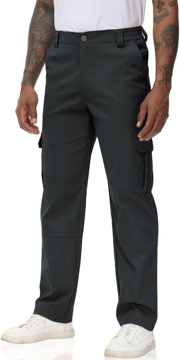 Soojun Men's Elastic Waist Relaxed Fit Stretch Cargo Pant
