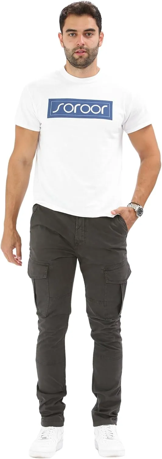 Soroor Cargo Pants for Men, Slim Fit Tapered Mens Cargo Pants, Tactical Pant for Men Work & Utility | Stretch Twill Cotton