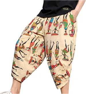 SUWBMHWE Mens Elastic Waist Pants, Men's Cotton-Linen Loose Casual Lightweight Elastic Waist Pants Home Pants