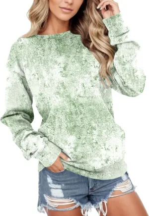 Sweatshirt for Women Crewneck Pullover with Pocket Loose Fit Print Long Sleeve Top Drop Shoulder Jumper Fleece Jersey Graphic