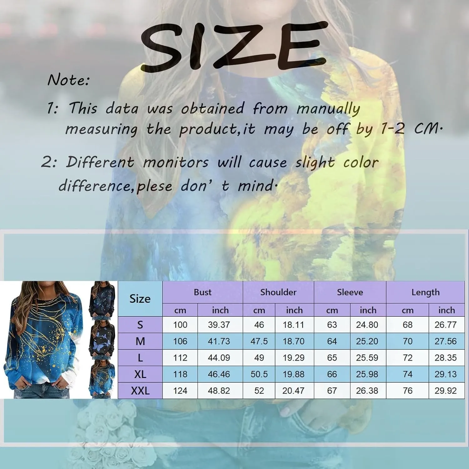 Sweatshirt for Women Crewneck Pullover with Pocket Loose Fit Print Long Sleeve Top Drop Shoulder Jumper Fleece Jersey Graphic