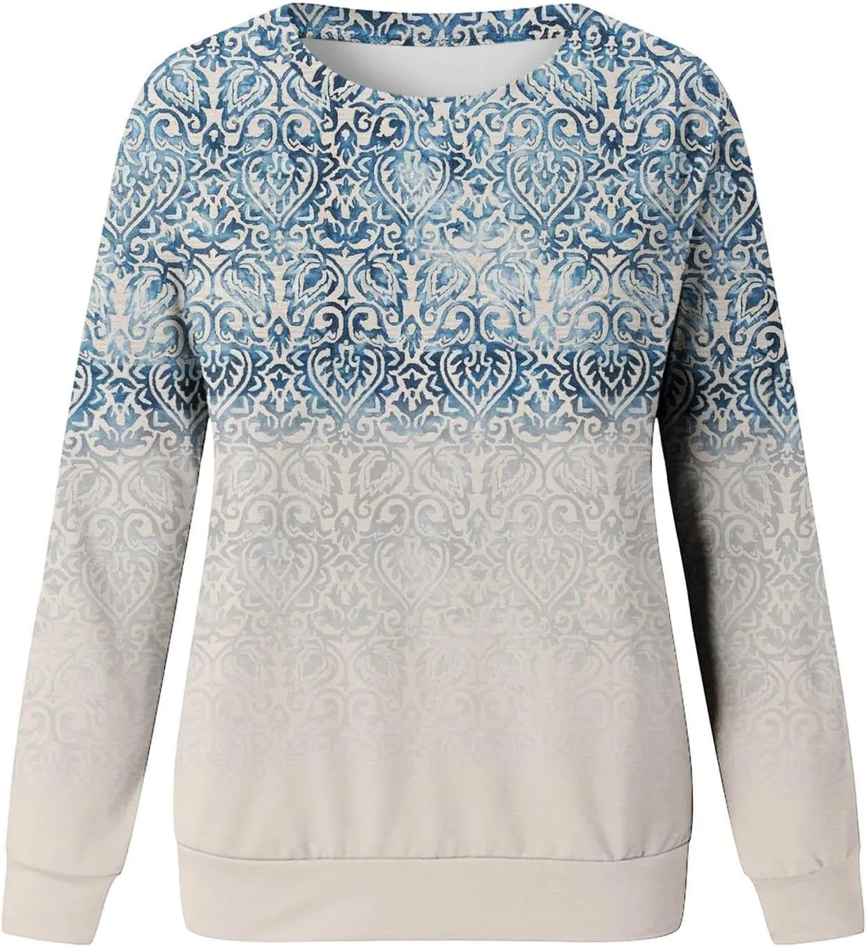 Sweatshirt for Women Crewneck Pullover with Pocket Loose Fit Print Long Sleeve Top Drop Shoulder Jumper Fleece Jersey Graphic