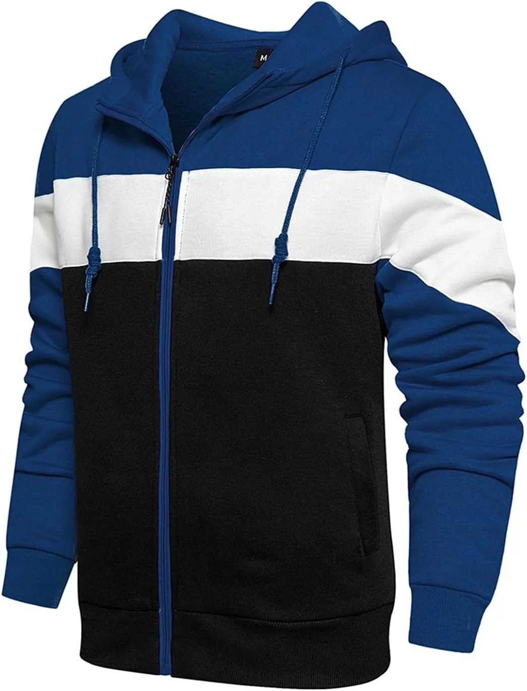 Sweatshirts for Men Zip Up Hoodie,Men's Hoodies Zip Front Sweatshirt Color Blocking Hooded Full Zip for Men Sweaters