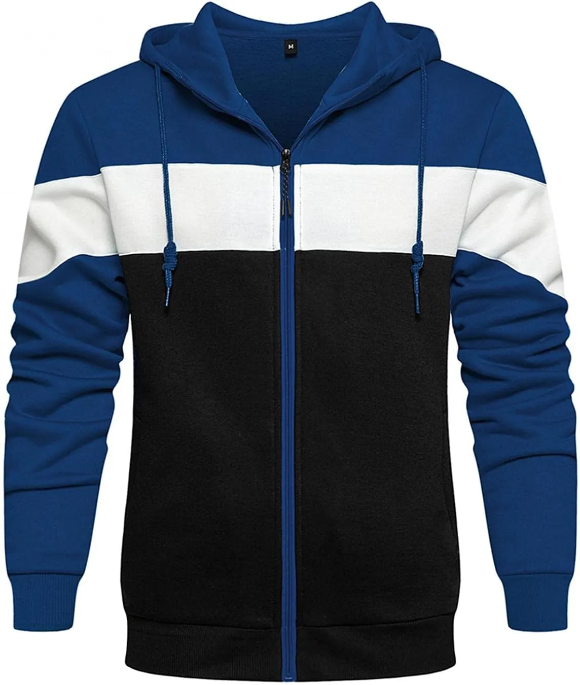 Sweatshirts for Men Zip Up Hoodie,Men's Hoodies Zip Front Sweatshirt Color Blocking Hooded Full Zip for Men Sweaters