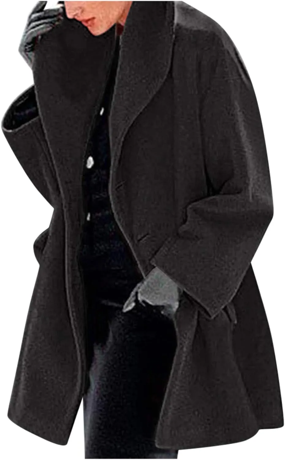 Trench Coat for Women 2024 Fuzzy Jacket Loose Fitting Warm Winter Outwear Fashion Lapel Jacket Coats Long Coat Women