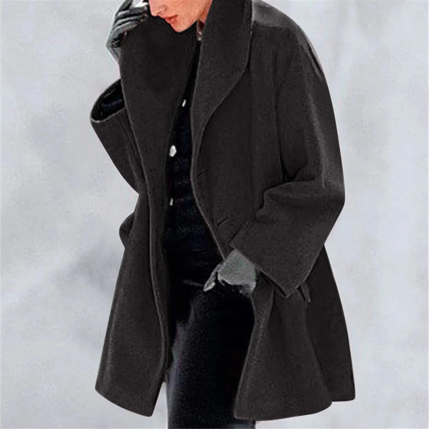 Trench Coat for Women 2024 Fuzzy Jacket Loose Fitting Warm Winter Outwear Fashion Lapel Jacket Coats Long Coat Women