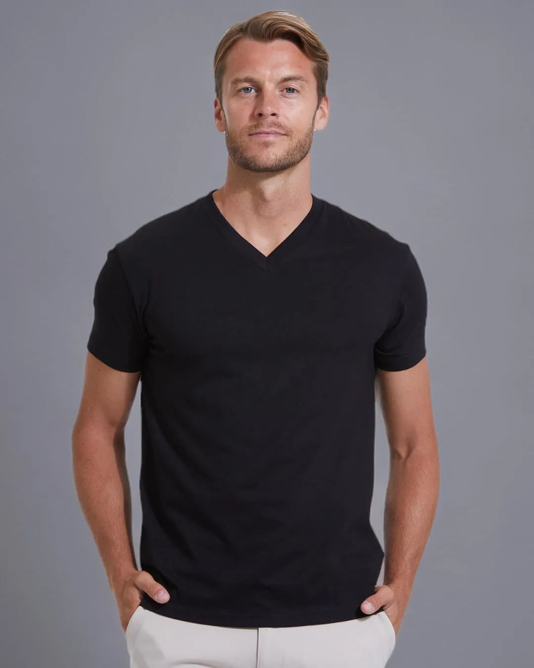 True Classic Mens V Neck T Shirts – Soft, Fitted Undershirts for Men Pack – Mens Undershirts – Cotton Blend, Tag-Free
