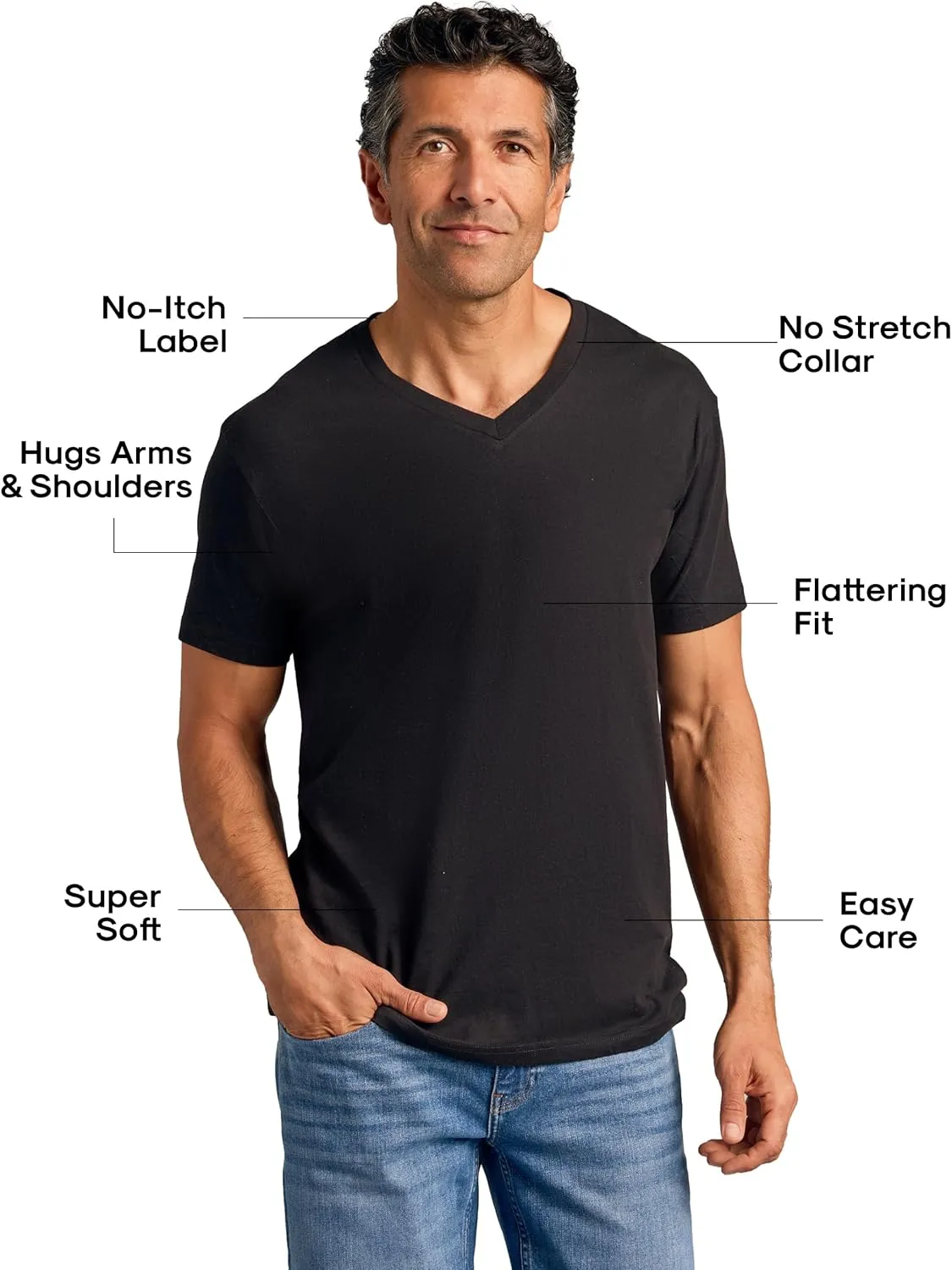 True Classic Mens V Neck T Shirts – Soft, Fitted Undershirts for Men Pack – Mens Undershirts – Cotton Blend, Tag-Free