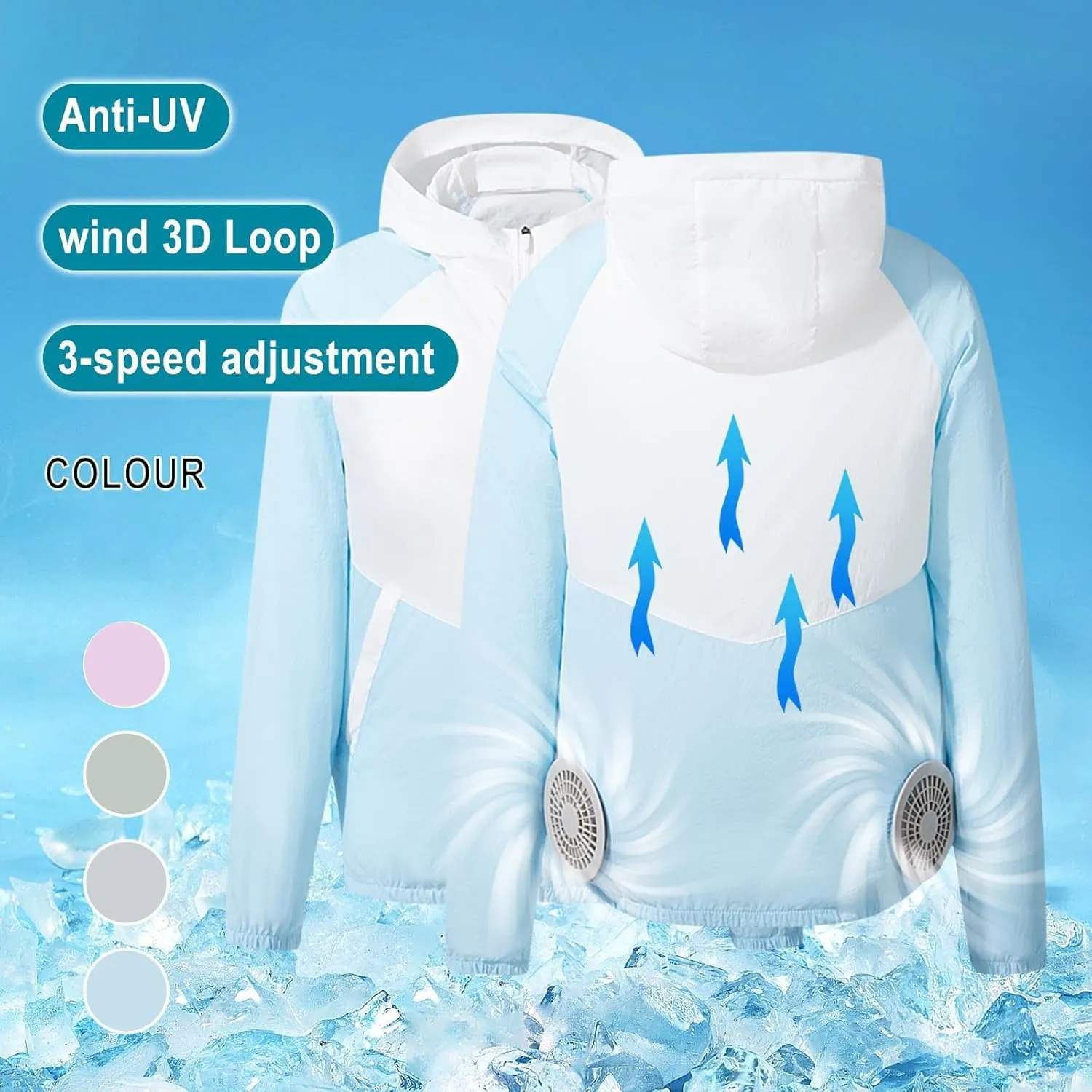 Unisex Summer Cooling Fan Jacket USB Sun Protective Quick Dry Hiking Jackets Men Women Air Conditioning Fishing Coat