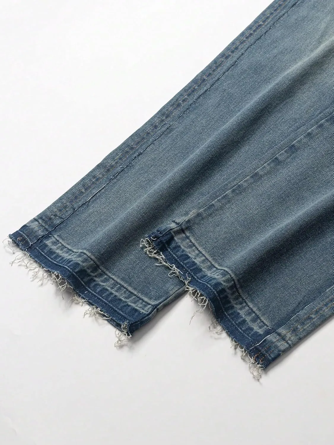 Verdusa Girl's Elastic Waist Casual Jeans Raw Hem Wide Leg Denim Pants Trousers