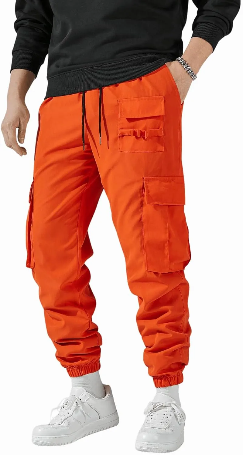 Verdusa Men's Elastic Waist Drawstring Cargo Pants Streetwear Joggers