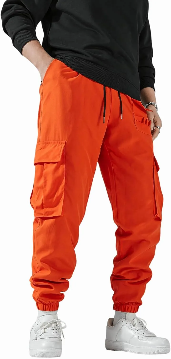 Verdusa Men's Elastic Waist Drawstring Cargo Pants Streetwear Joggers