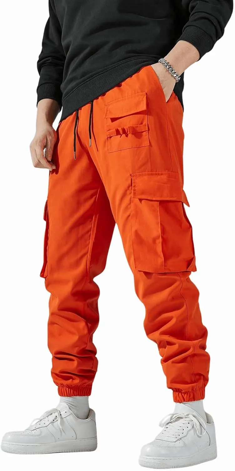 Verdusa Men's Elastic Waist Drawstring Cargo Pants Streetwear Joggers